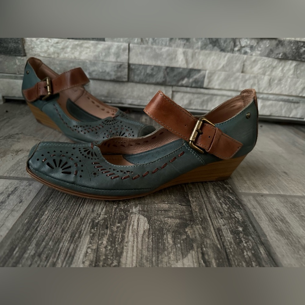 Picolinos Women's Leather Mary Jane  Leather Casual Shoes Blue and Brown Size 40 - Picture 4 of 12